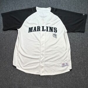 True Fan Florida Marlins Baseball Jersey XL Mens White Black Retro Sportswear
